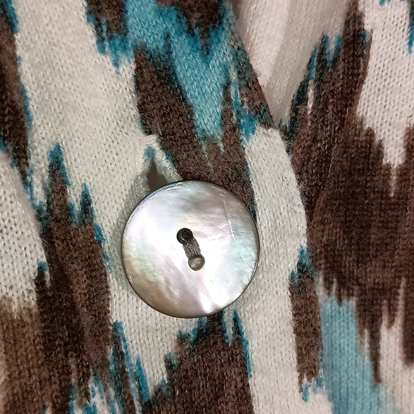 2/$30 CHICOS Colorful Geometric Ikat Print 3/4sleeve Button-Down Cardigan(#3) - Picture 5 of 8